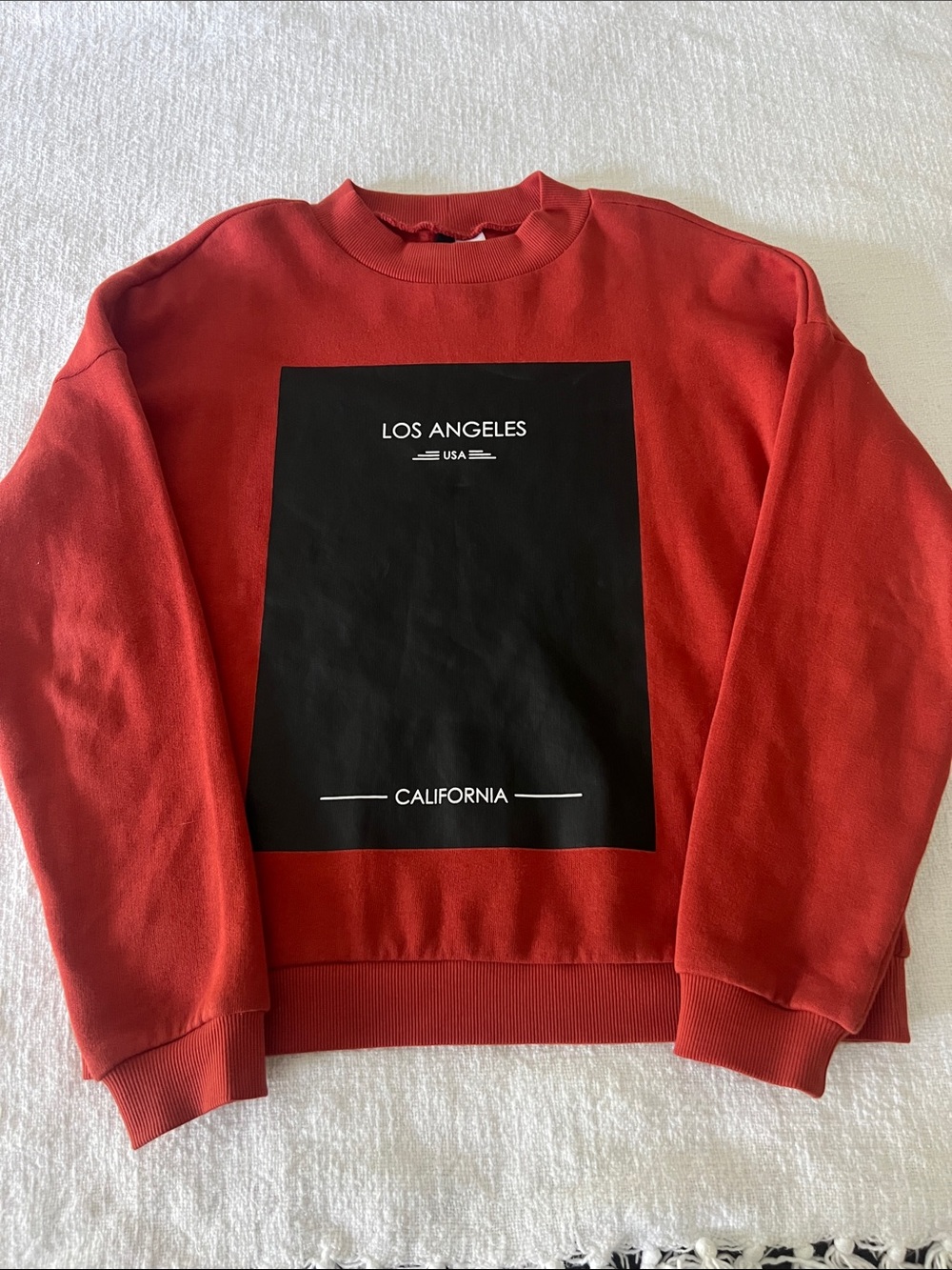 H&M Divided Los Angeles USA California Print Sweatshirt in Burnt Orange/Rust M